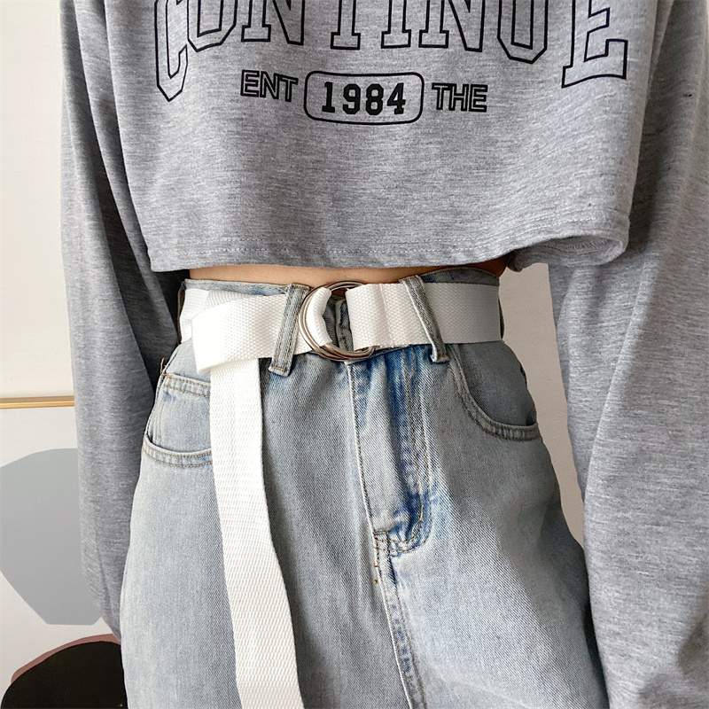 免打孔腰带女ins风学生装饰帆布