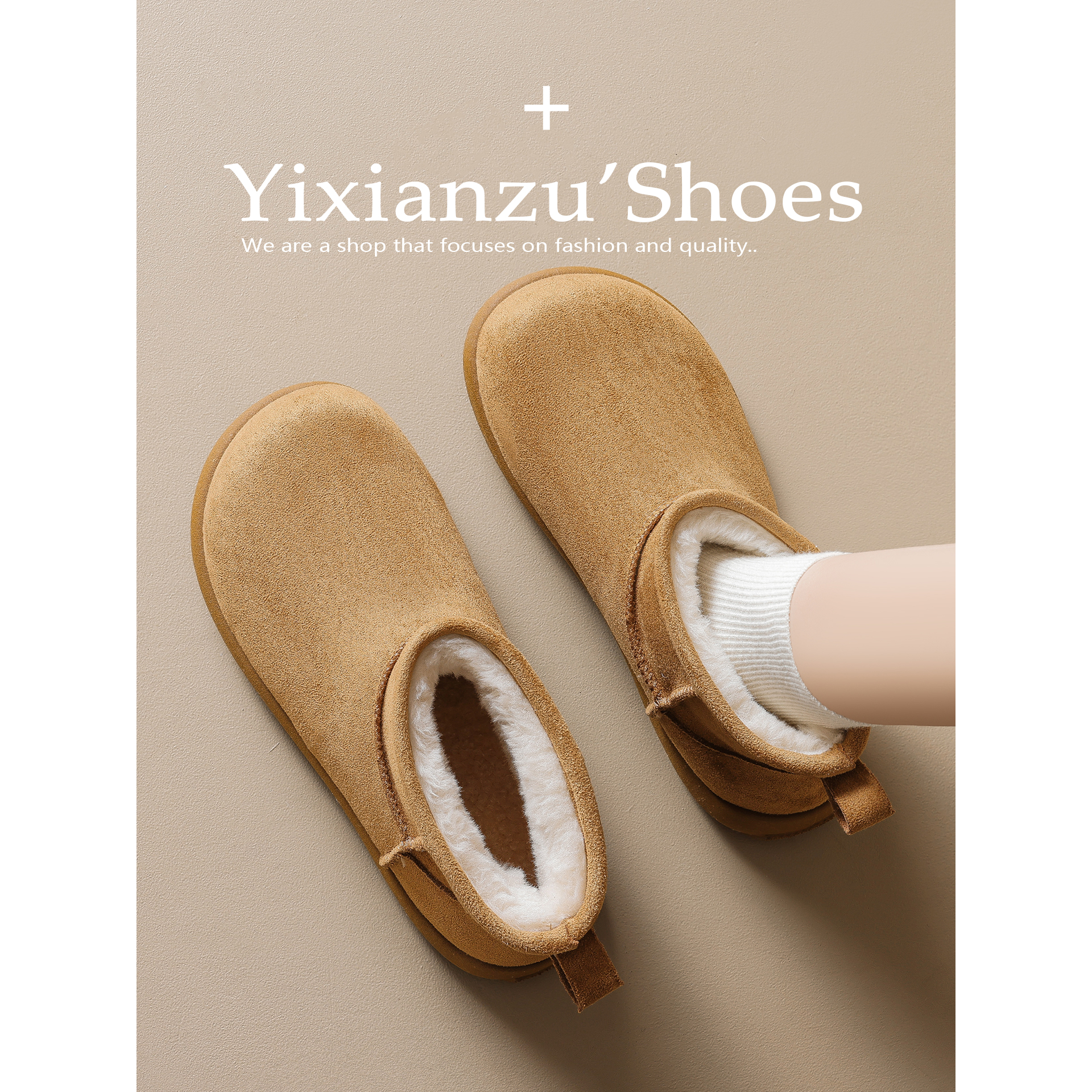 真皮2025冬季新款厚底加绒加厚保暖棉鞋短皮毛一体雪地靴女短靴