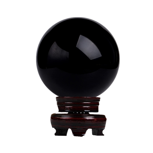 天然黑曜石球摆件 黑色水晶球 黑曜石原石打磨 客厅玄关办公室