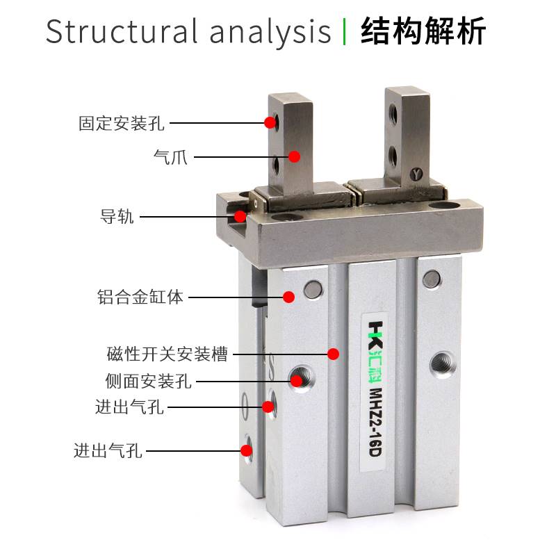 气动手指气缸MHZL2机械手小型平行夹爪MHZ216D10D20D25D32D40DS