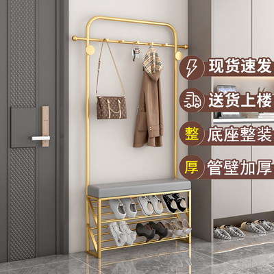轻奢换鞋凳鞋柜一体窄薄门口进门鞋架带挂衣架家用入户落地衣帽架