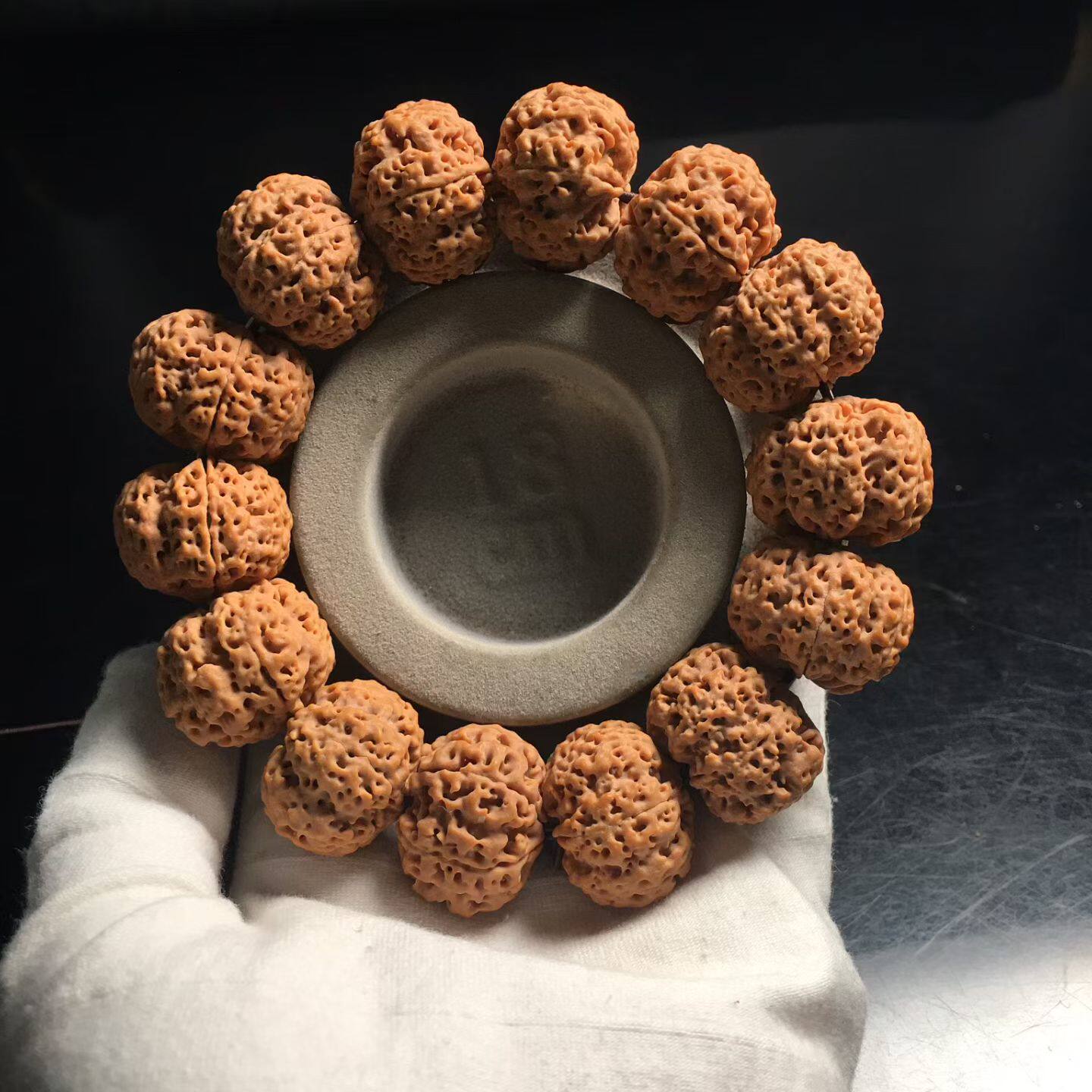 一物一拍藏品尼泊尔6瓣大金刚黄皮22mm桩高16mm蜂窝爆肉双龙矮桩