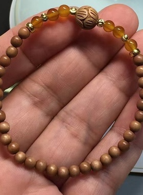 弥刻印度老山檀香木4mm手链