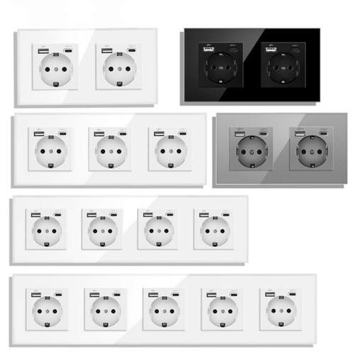 欧规墙壁德标德式电源插座带USB插座type-c手机充电面板外贸