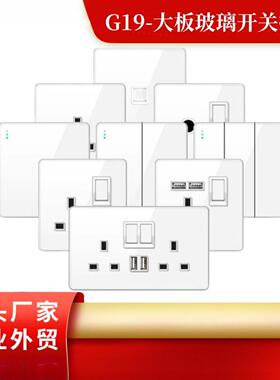 墙壁插座USB带LED指示灯 CE国际认证 镜面大板钢化玻璃 G19 白色