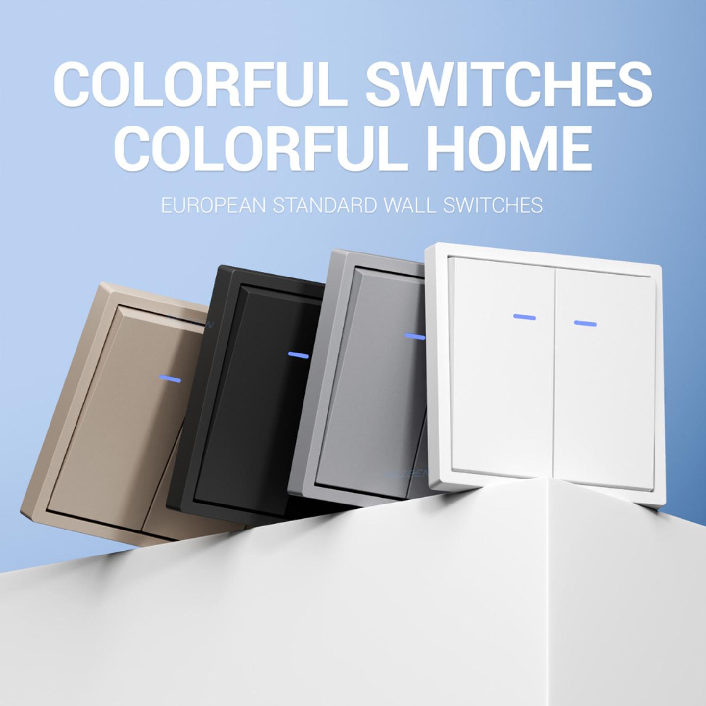 欧标开关wall switch二开单控双控带led灯二位开关磨砂开关面板