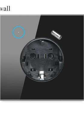 86型欧标WIFI智能USB插座 钢化玻璃涂鸦欧式插座GoogleHome Alexa