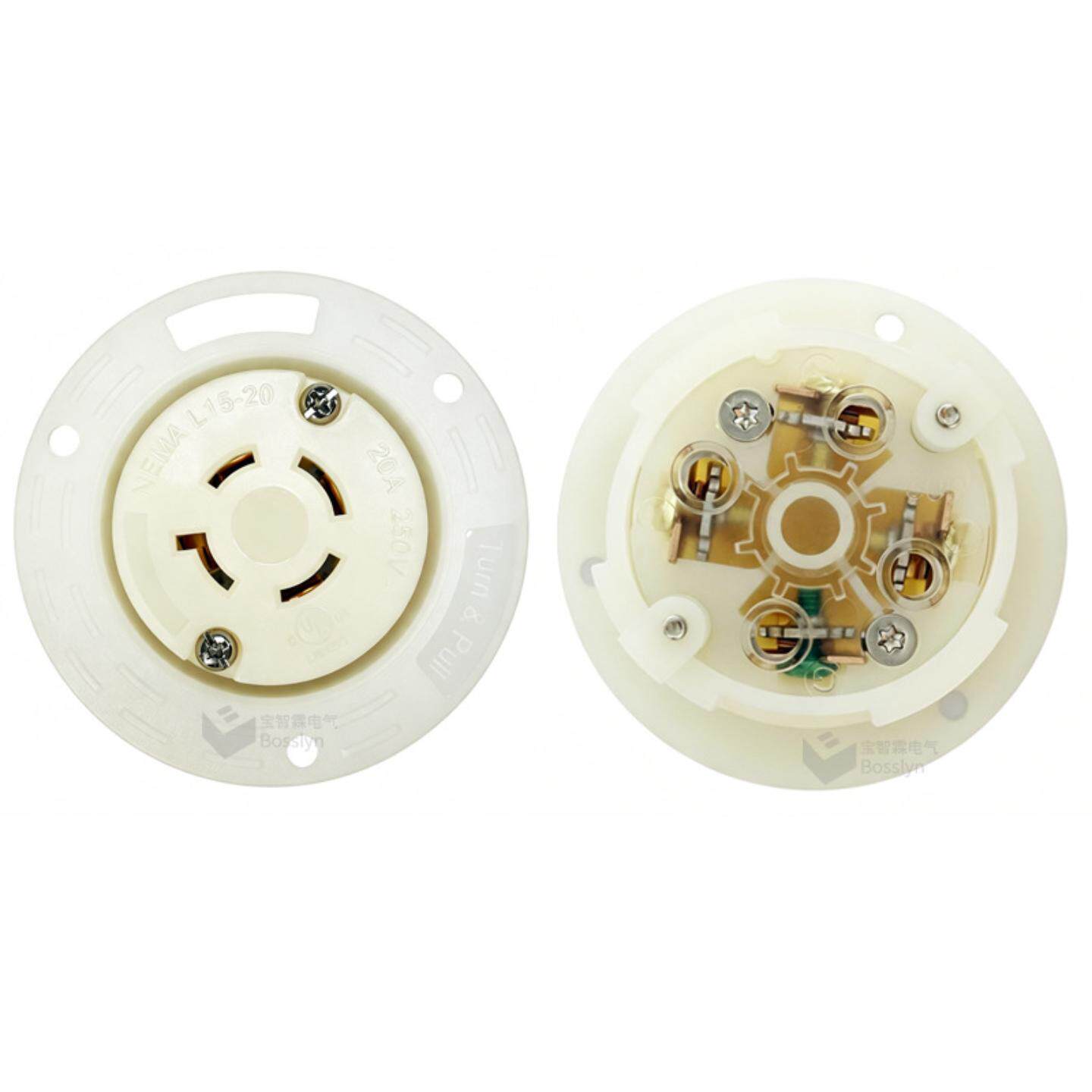 工业级NEMA L15-20 美标锁扣插座 发电机机床大功率旋转锁定插座