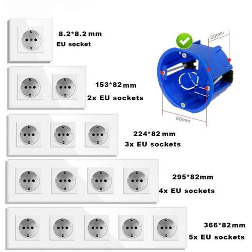82型连体插座欧规德插五联usb充电带typec欧标墙壁暗装插座面板