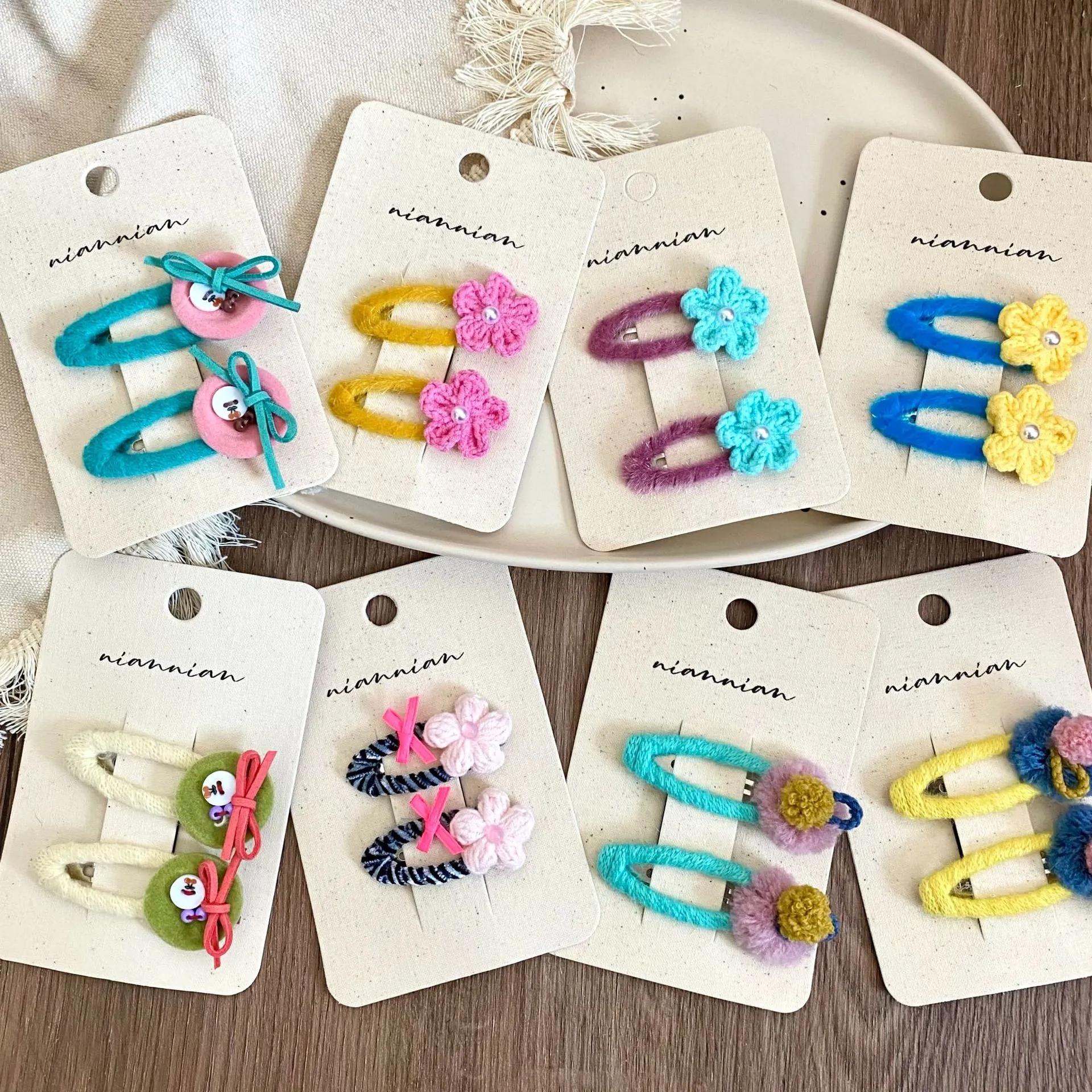 念念新款甜美毛线花朵扣子儿童BB夹发卡边夹刘海夹,童装/婴儿装/亲子装,发饰,淘宝优惠券,粉丝福利购,淘宝优惠卷