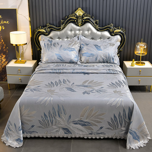 高档800D提花冰丝席三件套夏季软凉席家用可折叠花边空调席子a类