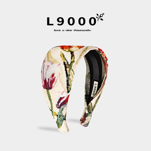 设计感头饰 L9000 时尚 复古英伦风宽版 轻奢发箍玫瑰提花2025新款