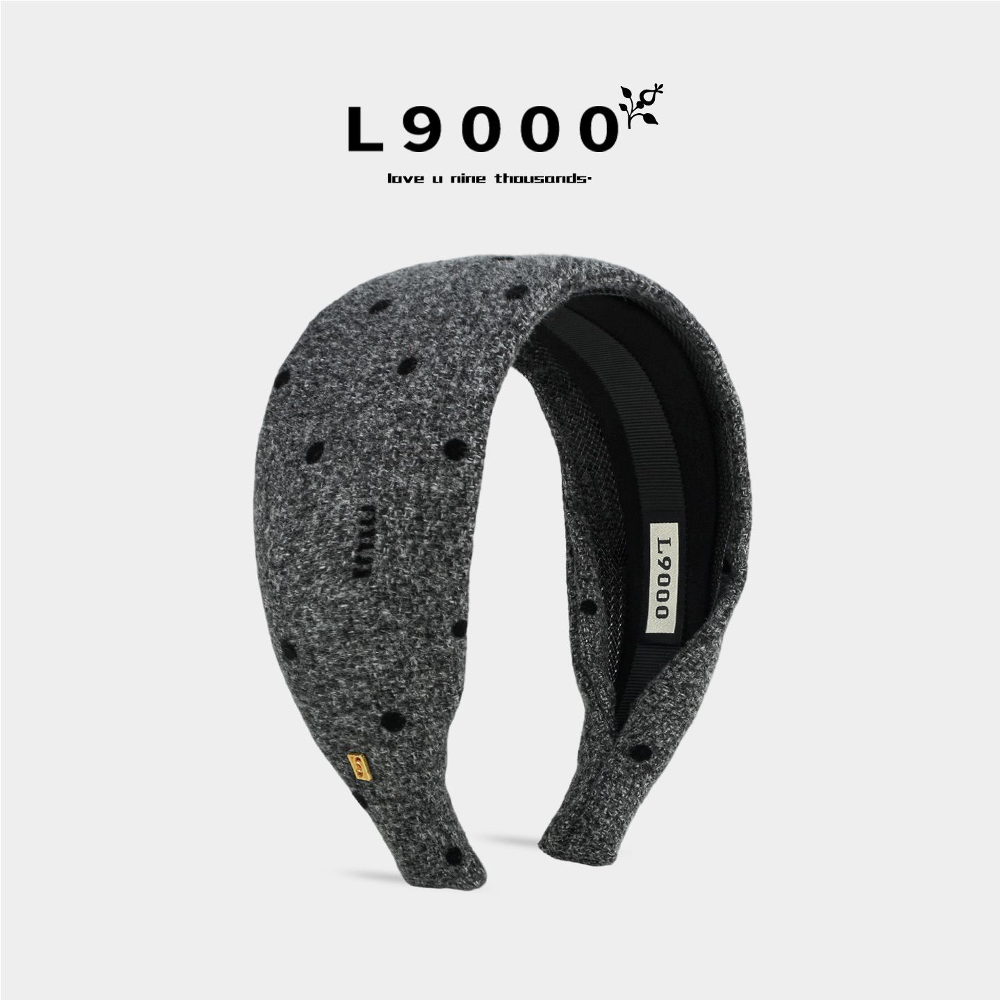 【复古波点毛呢】宽边遮白发发箍