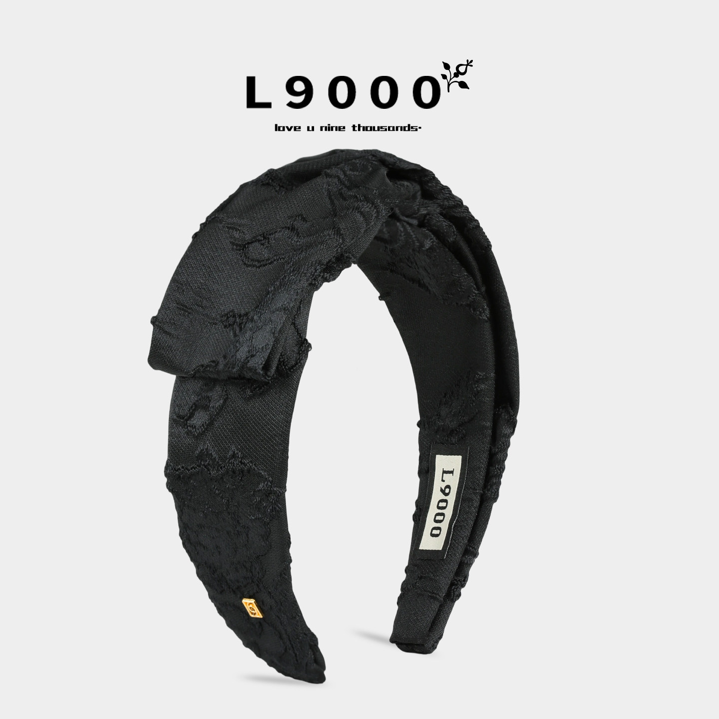 L9000/格格设计黑色花纹褶皱发箍女高品质大蝴蝶结发带减龄头饰女