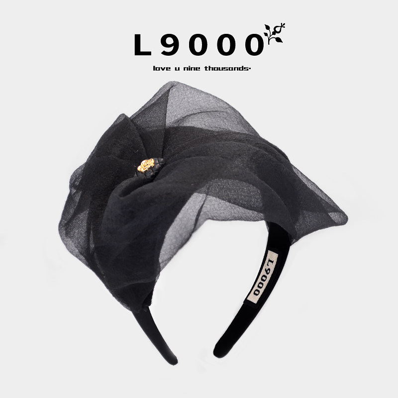 L9000/法式时尚女士半帽发箍欧根纱晚宴头饰复古透气发卡2026新款