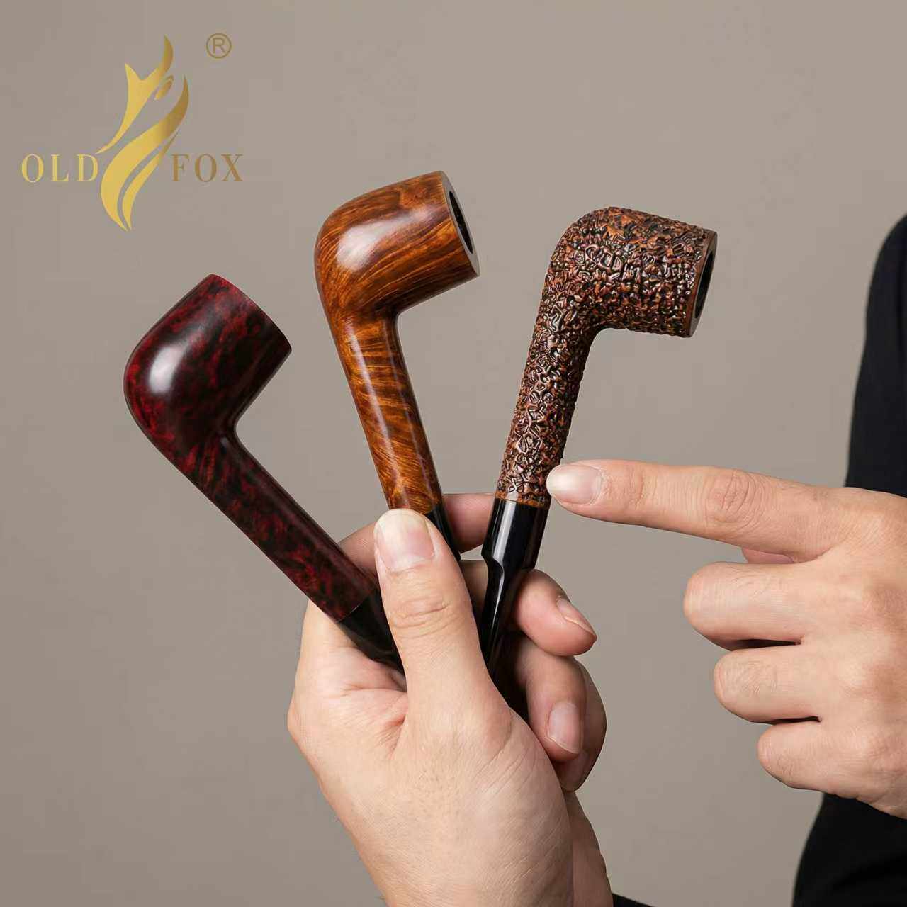 old fox-老狐狸石楠木烟斗大长腿直柄撞球斗男士烟具烟斗大全