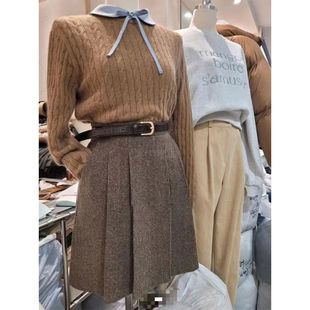 法式温柔系炸街奶乖茶里茶气套装咖色毛衣半身裙两件套女2023秋款
