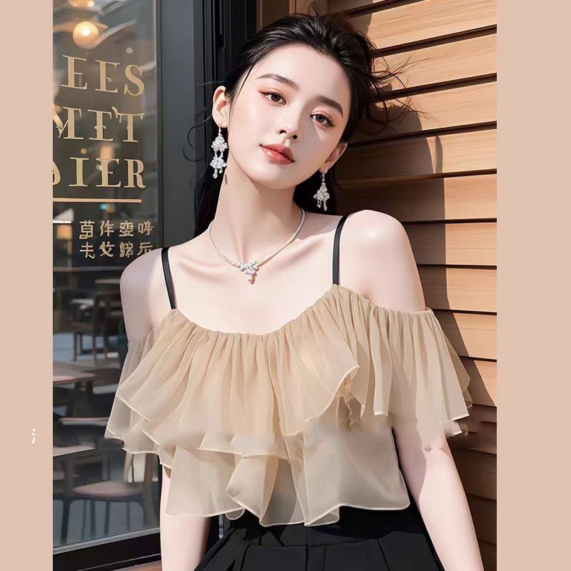 今年流行卡其色吊带雪纺