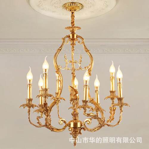 全铜餐厅吊灯法式卧室走廊灯高档别墅书房玄关灯复式客厅楼梯灯具