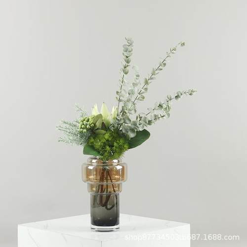 现代简约轻奢花艺摆件假花仿真花餐桌客厅样板间干花装饰花束套装