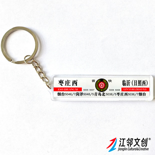 中国铁路水牌钥匙扣(济南局)国铁列车方向牌绿皮车亚克力挂件