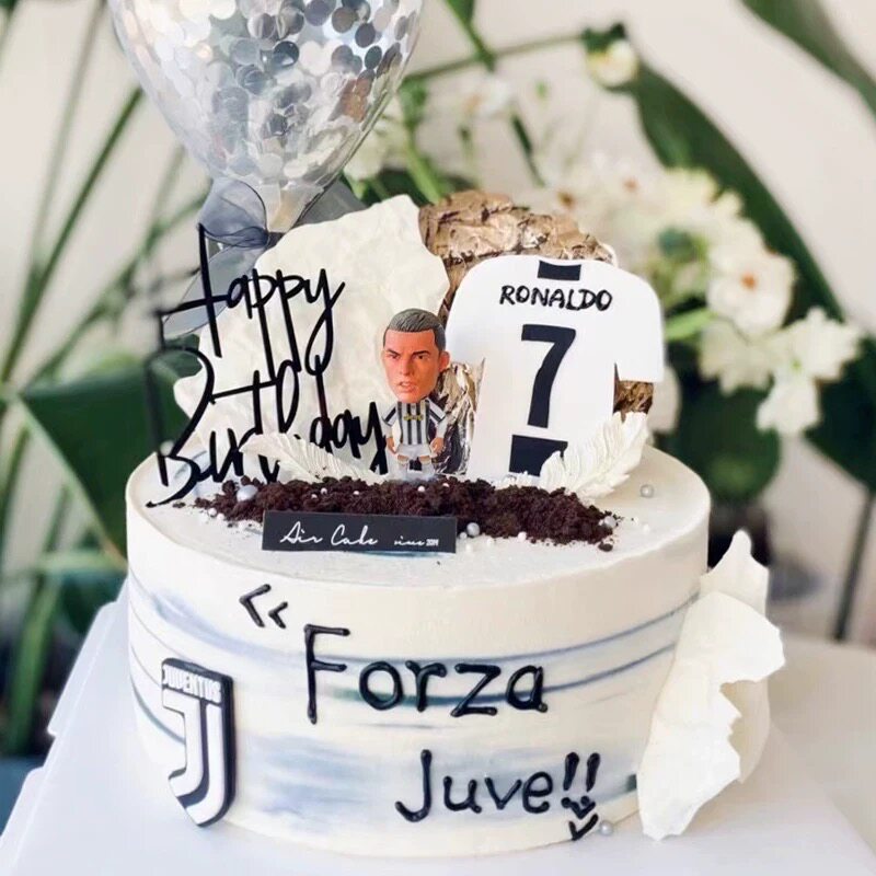 足球蛋糕装饰摆件男孩生日插件网红2026世界杯足球明星手办配件