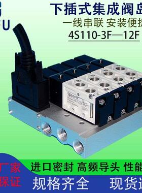 F4下插式集成气动电磁阀阀岛总线阀板4S110-06 24V汇流板阀组200M