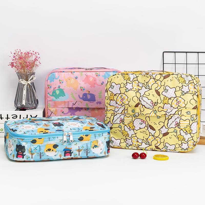 双手提向袋子学生平放形四格五格饭盒袋防水方扁保41392温长分格