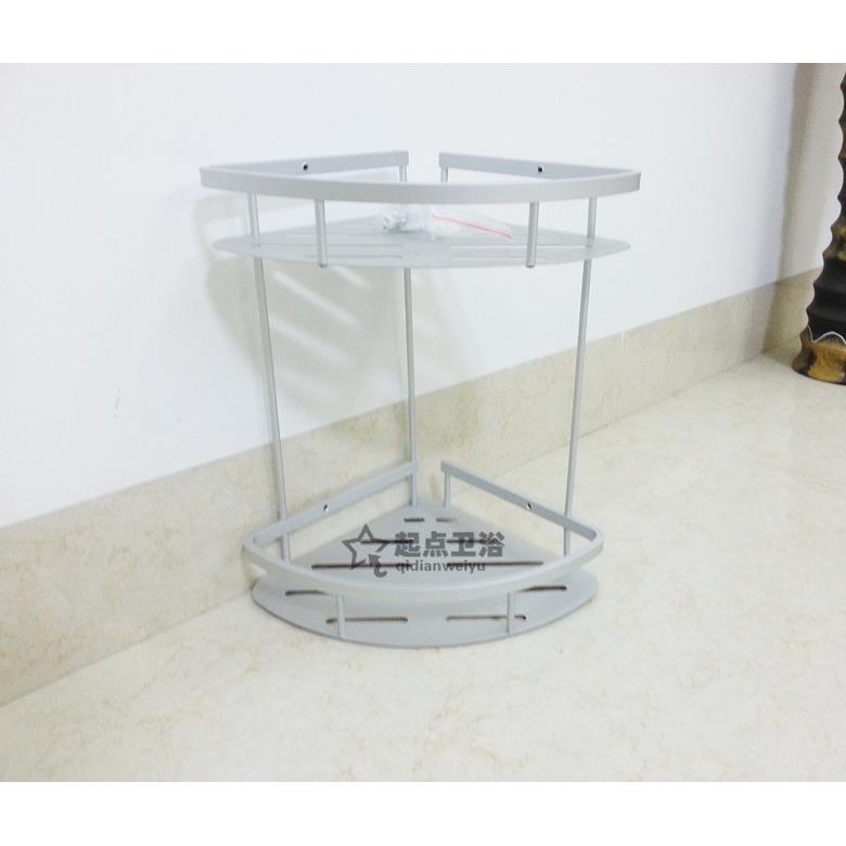 加厚太空铝浴室置物架双层厚三角架厨房卫生间置物架二层架