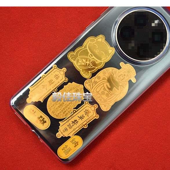 招财猫手机贴金箔葫芦贴财神爷招财猫爆单符招财令金片手机贴 贴