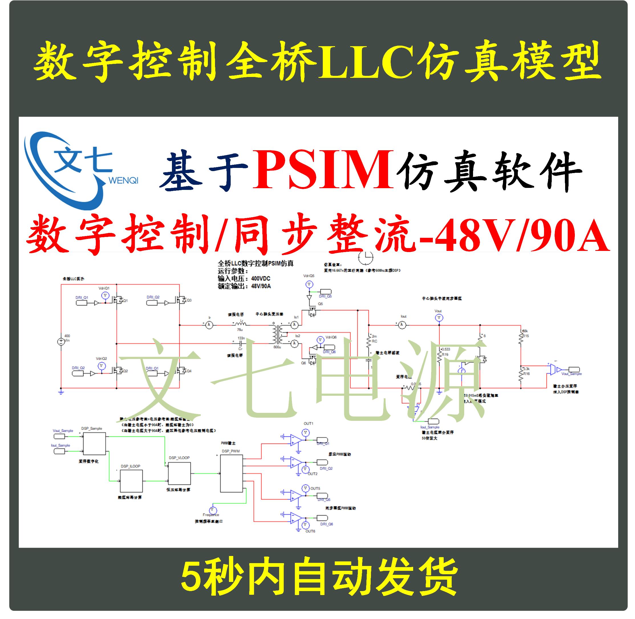 数字控制全桥LLC串联谐振同步整流开关电源PSIM仿真设计学习资料