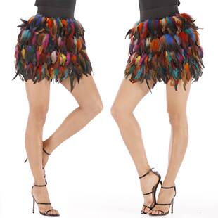 Fashion style costume jazz dance peacock feather skirt stage