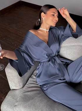 Autumn cardigan lace dressing gown suit women