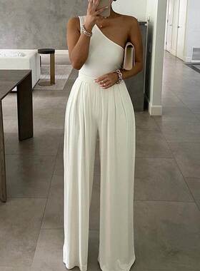 Wide Leg Jumpsuit women pants Rompers ladies summer long 22