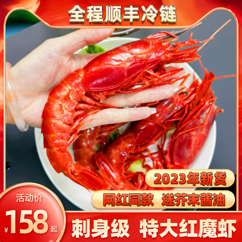 红魔虾特大鲜活刺身级低温甜虾非莫桑比克西班牙甜虾刺身生吃海鲜