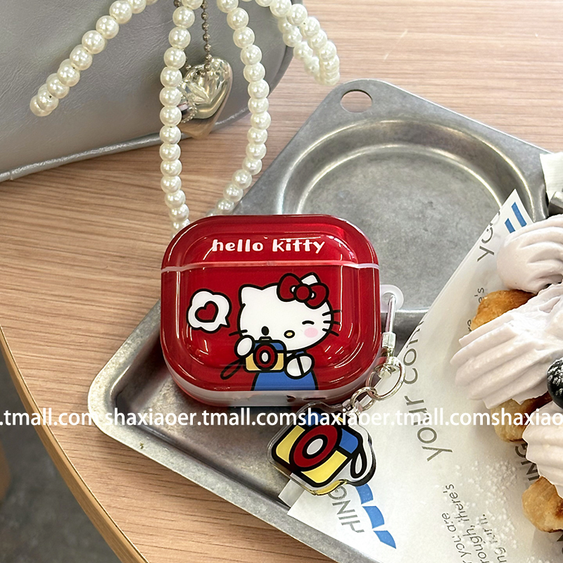 新年款红色拍照HelloKitty适用airpodspro2苹果无线蓝牙耳机套airpods2女4新款airpods3耳机壳保护套可爱少女