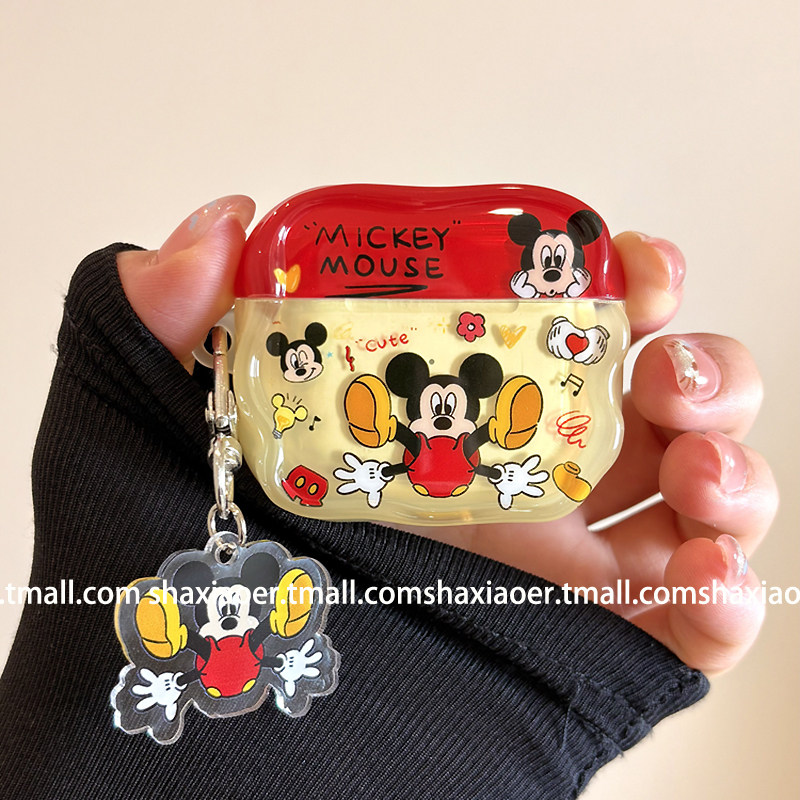可爱摔跤米奇米妮带挂件适用airpodspro2保护套新4代airpods3耳机套二代苹果airpodspro耳机保护套情侣卡通潮,3C数码配件,耳机保护套,淘宝优惠券,粉丝福利购,淘宝优惠卷