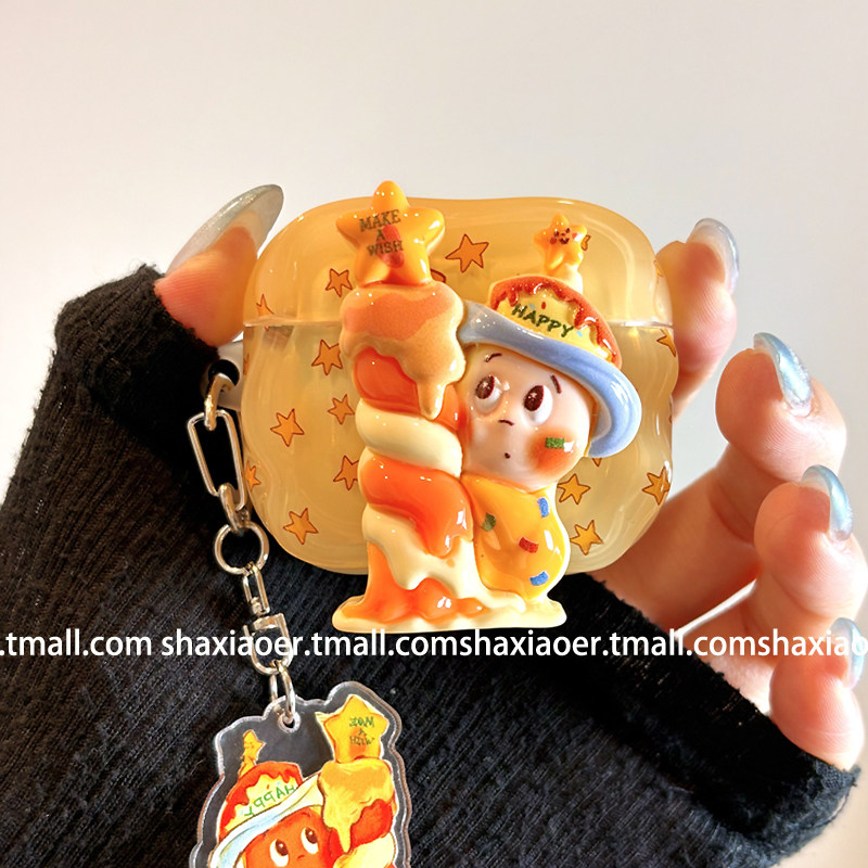 可爱蜡烛星星人树脂耳机壳