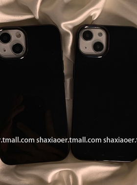ins简约纯黑色适用iphone17promax苹果15手机壳16pro新款14pro女11硅胶12软13高级感xsmax亮面xr个性xs情侣x