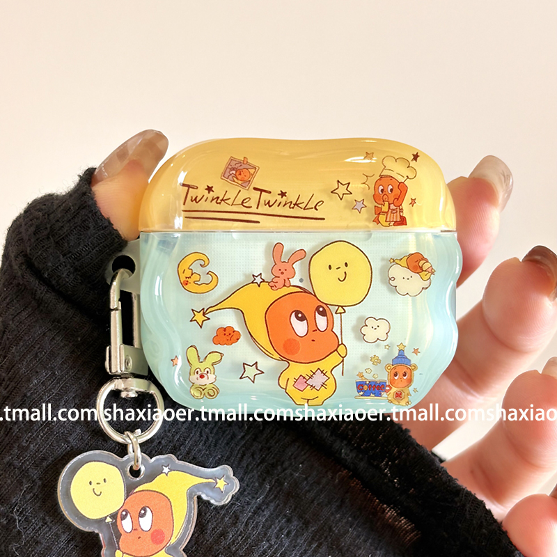 适用苹果耳机壳可爱气球星星人