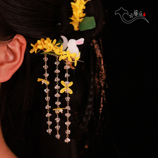 十二花神桂花头饰全套中秋节汉服新中式发饰古风兔子发夹古装配饰