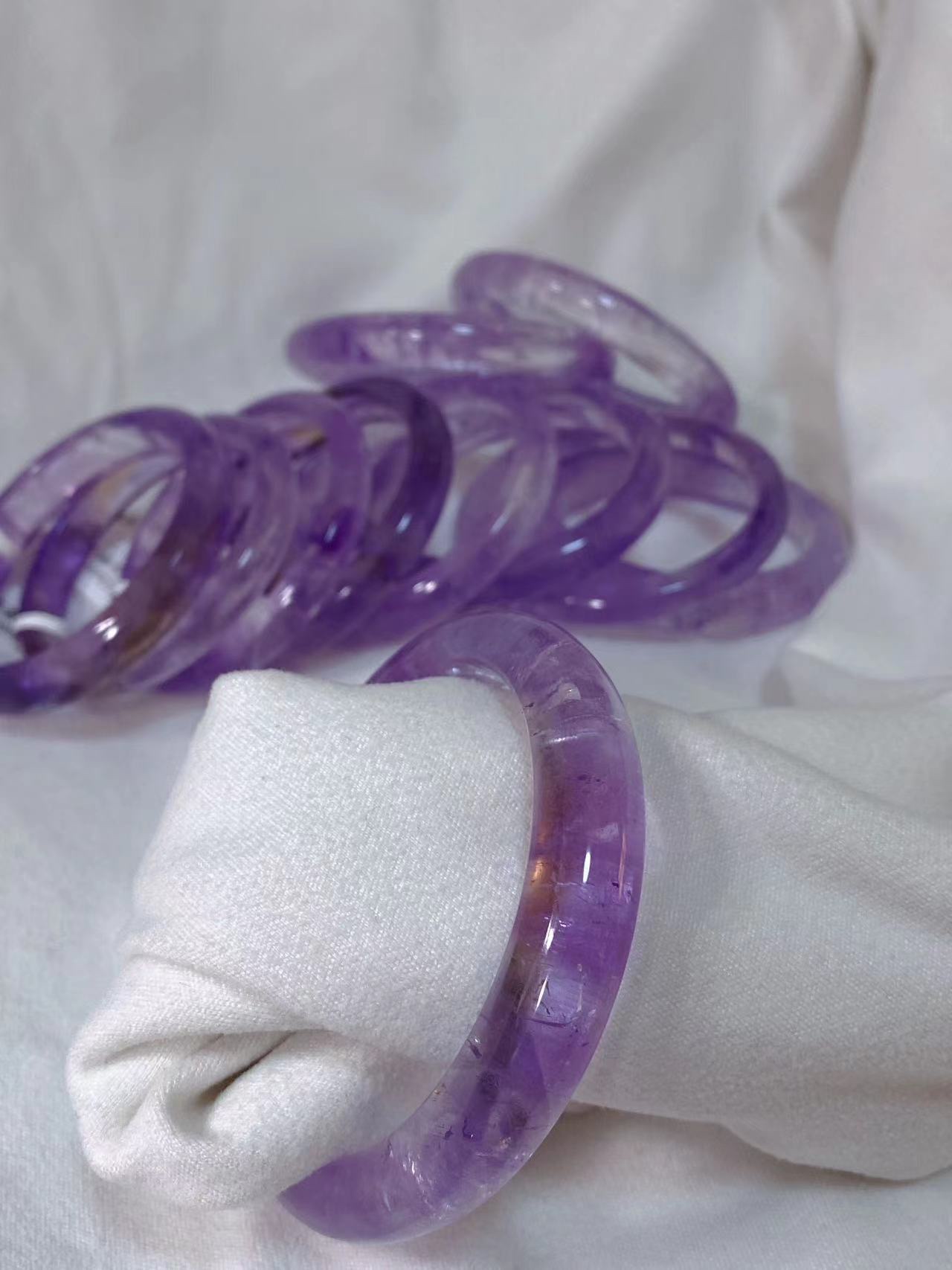 蓝星珠宝店-天然巴西紫水晶手镯 薰衣草紫冰糖料紫黄晶镯子仙女