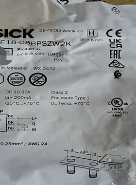 SICK西克IME18-08BPSZW2K接近开关，货号