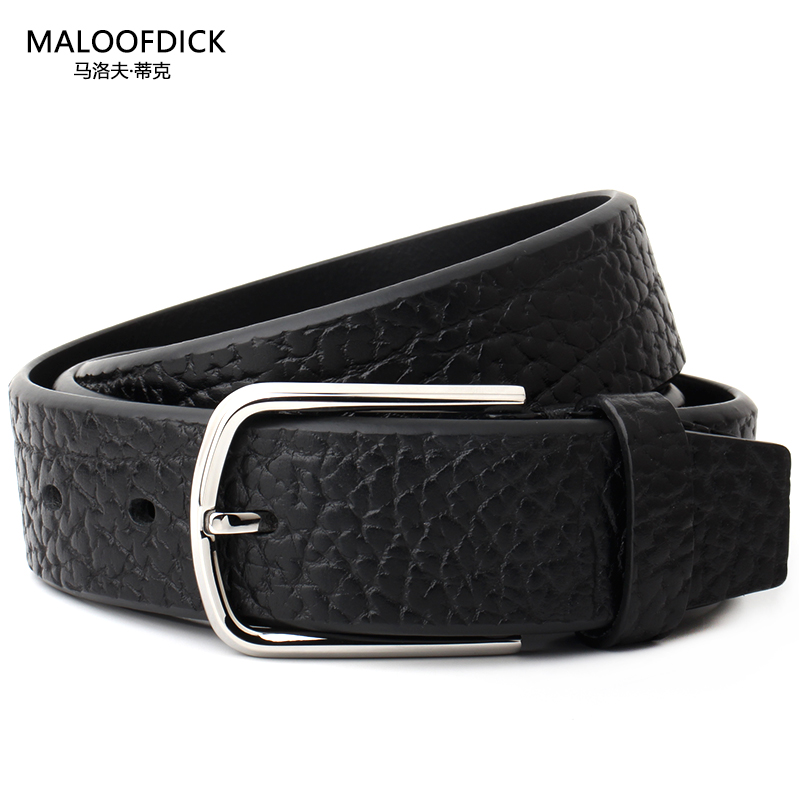 MALOOFDICK马洛夫蒂克皮带男头层牛皮裤带商务不锈钢针扣腰带男款