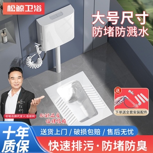 家用陶瓷蹲便器大冲力水箱整套装 便盆 卫生间防臭大便器厕所蹲坑式