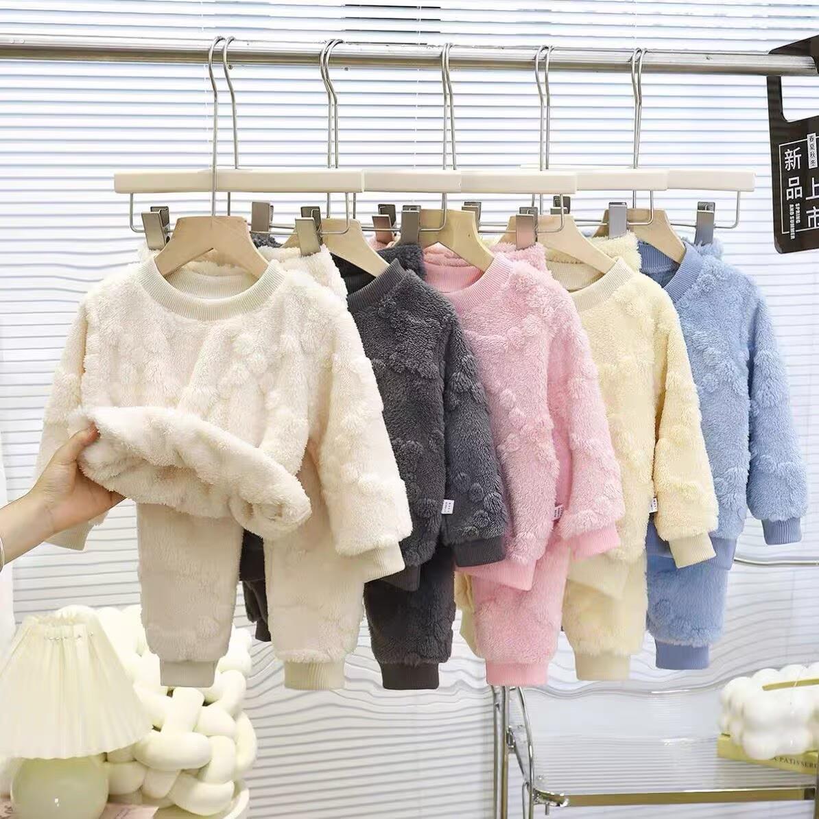 2025秋冬睡衣秋冬加厚儿童家居服套装女童珊瑚绒男童外穿冬两件套