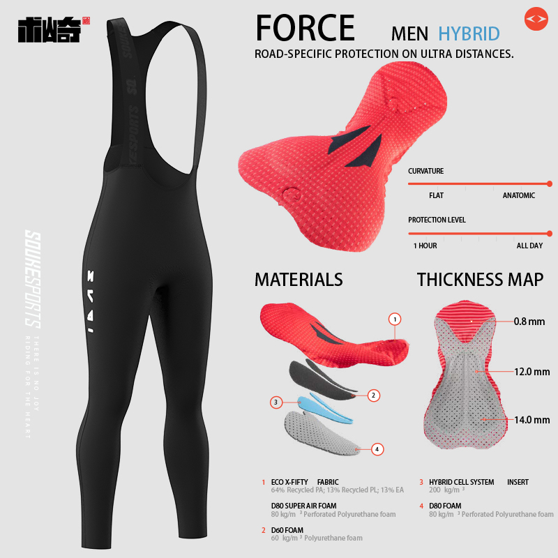 术崎Saykeep公路车骑行裤秋冬男女同款双箭头坐垫大码骑行长裤