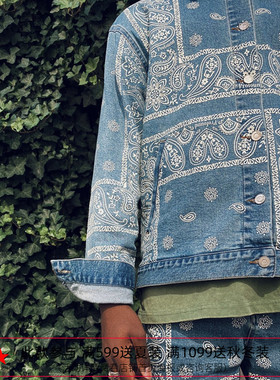 【五折】纽约设计师品牌Profound 洗水做旧 复古腰果花牛仔夹克