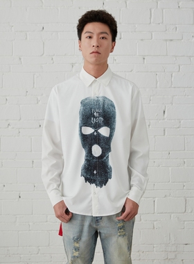 纽约潮牌Profound Foundation支线 头套印花美式街头宽松长袖衬衫