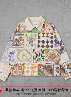 纽约设计师品牌Profound 民族风壁毯画拼块工装夹克 塔图姆上身